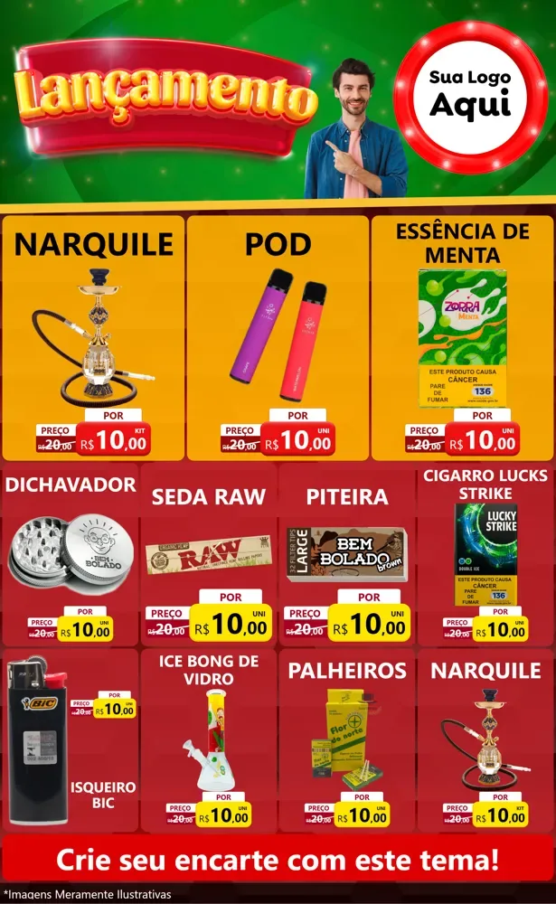Modelo de Encarte para Encarte Grande com o tema Lançamento para Tabacaria