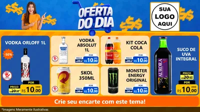 Modelo de TV para TV Horizontal com o tema Oferta do Dia para Distribuidora de bebidas