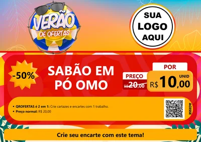 Modelo de Cartaz para Cartaz A4 Horizontal com o tema Verão de Ofertas para Produtos de Limpeza