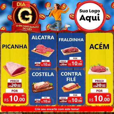 Modelo de Rede Social para Feed Facebook com o tema Dia G - O Dia Mais Barato Do Mês para Açougue