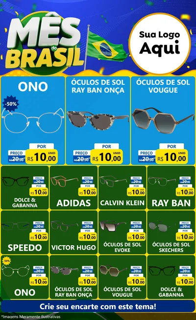 Modelo de Encarte para Encarte Grande com o tema Mês do Brasil para Óticas