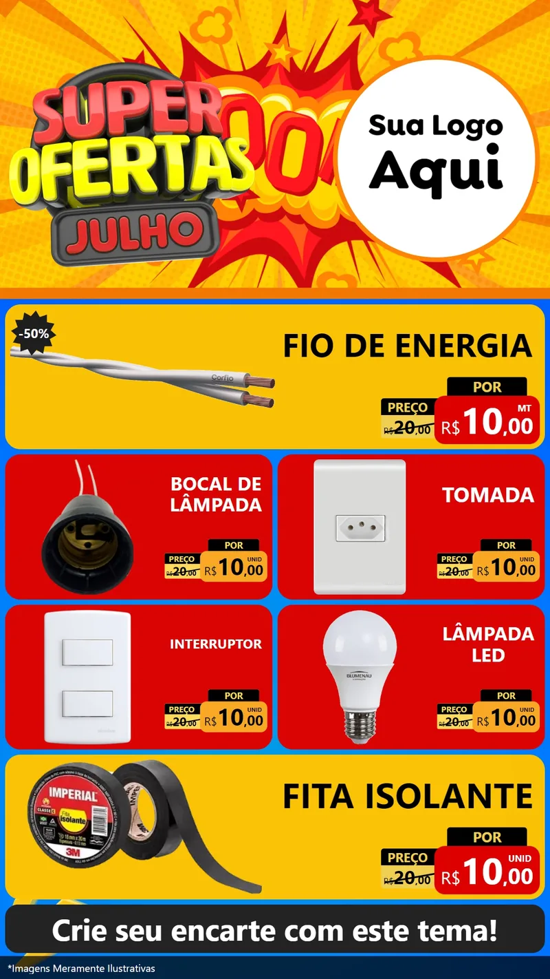 Modelo de TV para TV Vertical com o tema Super Ofertas Julho para Materiais Elétricos