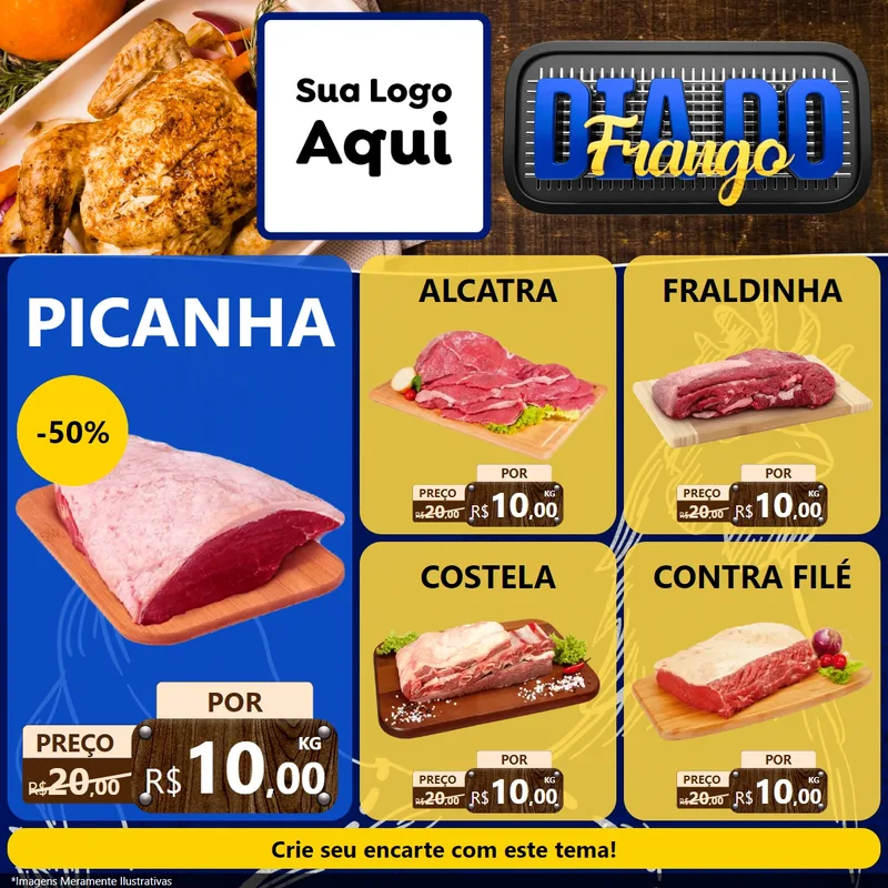 Modelo de Rede Social para Feed Facebook com o tema Dia do Frango para Açougue