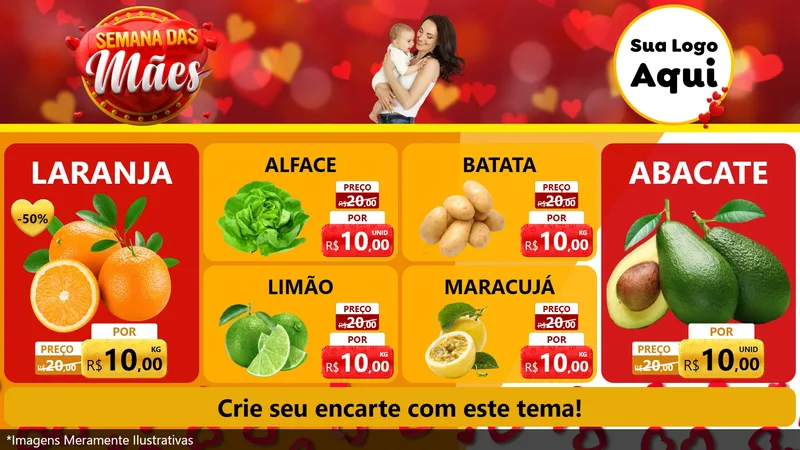 Modelo de TV para TV Horizontal com o tema Semana das Mães para Hortifrúti
