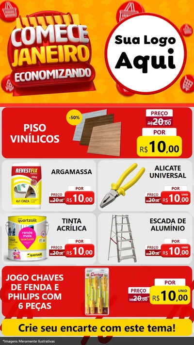 Modelo de TV para TV Vertical com o tema Comece Janeiro Economizando para Material para Construção