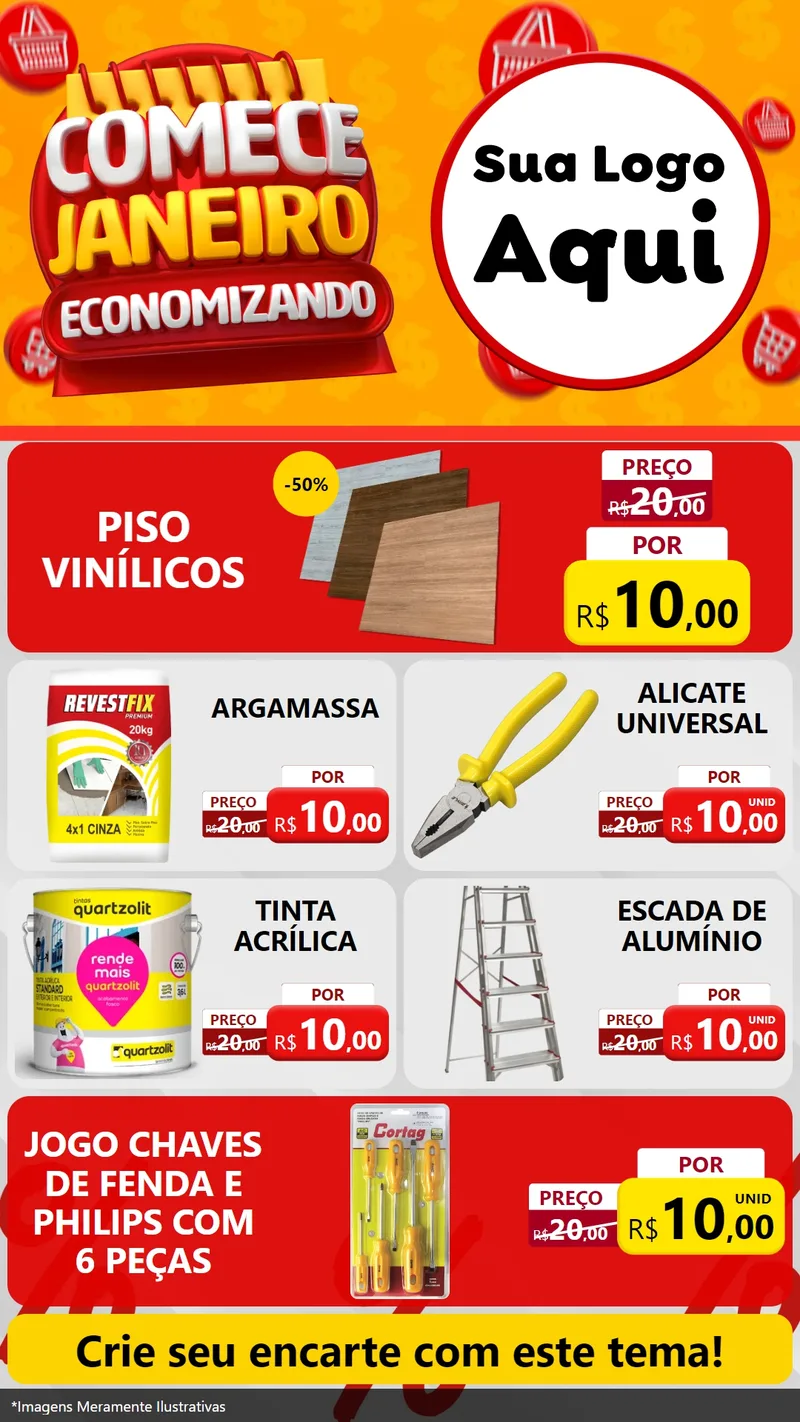 Modelo de TV para TV Vertical com o tema Comece Janeiro Economizando para Material para Construção