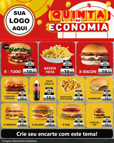 Modelo de Rede Social para Feed Instagram com o tema Quinta da Economia para Hamburgueria