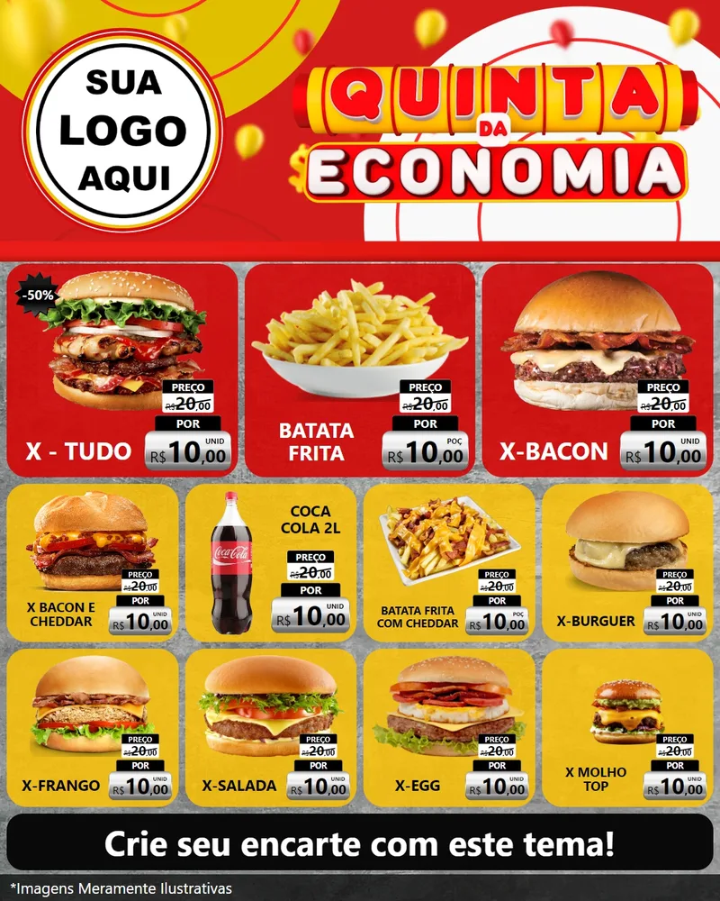 Modelo de Rede Social para Feed Instagram com o tema Quinta da Economia para Hamburgueria
