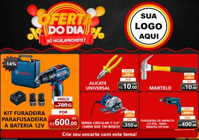 Modelo de Encarte para Encarte A4 Horizontal com o tema Oferta do Dia - Só hoje, Aproveite! para Maquinas e Ferramentas