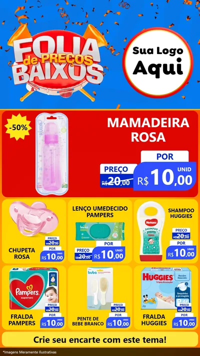 Modelo de Rede Social para Stories com o tema Folia de Preços Baixos para Bebês