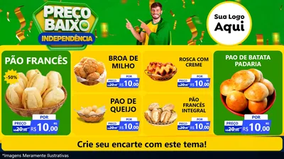 Modelo de TV para TV Horizontal com o tema Preço Baixo de Independência para Padaria