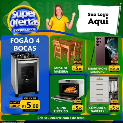 Modelo de Rede Social para Feed Facebook com o tema Super Ofertas de Independência para Móveis e Eletro
