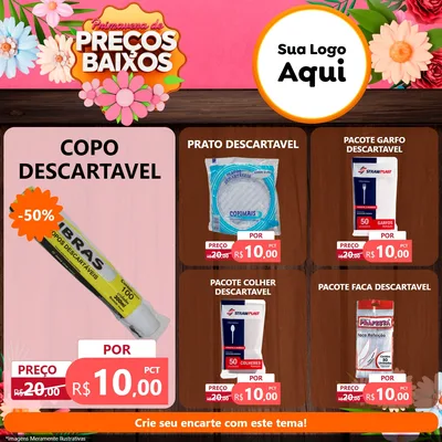 Modelo de Rede Social para Feed Facebook com o tema Primavera de Preços Baixos para Embalagens