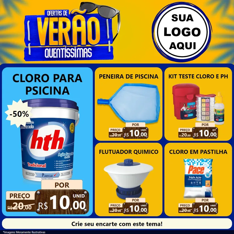 Modelo de Rede Social para Feed Facebook com o tema Ofertas de Verão Quentíssimas para Produtos para Piscina