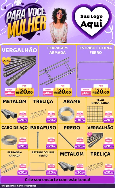 Modelo de Encarte para Encarte Grande com o tema Para Você, Mulher para Ferragens