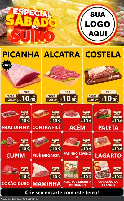 Modelo de Encarte para Encarte Grande com o tema Especial Sábado do Suíno para Açougue
