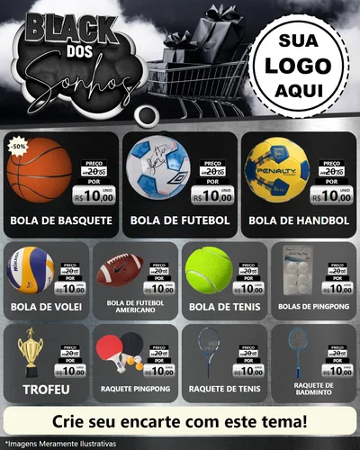 Modelo de Rede Social para Feed Instagram com o tema Black dos Sonhos para Artigos Esportivos