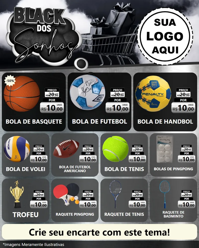 Modelo de Rede Social para Feed Instagram com o tema Black dos Sonhos para Artigos Esportivos