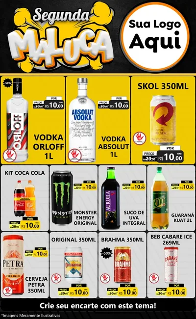 Modelo de Encarte para Encarte Grande com o tema Segunda Maluca para Distribuidora de bebidas