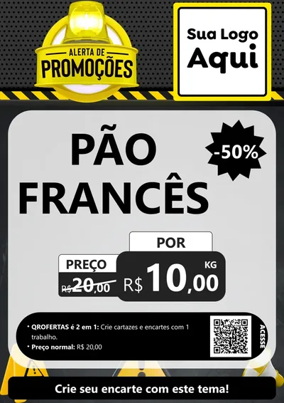 Modelo de Cartaz para Cartaz A4 Vertical com o tema Alerta de Promoções para Padaria