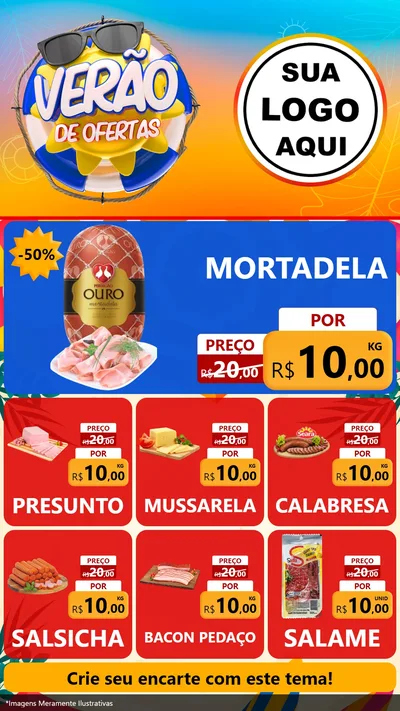 Modelo de Rede Social para Stories com o tema Verão de Ofertas para Frios e Laticínios