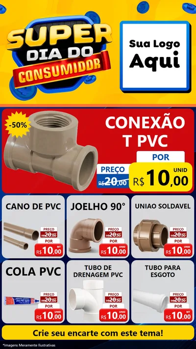 Modelo de Rede Social para Stories com o tema Super Dia do Consumidor para Tubos e conexões