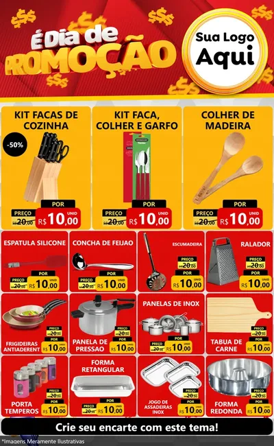 Modelo de Encarte para Encarte Grande com o tema É Dia De Promoção para Utilidades Domésticas
