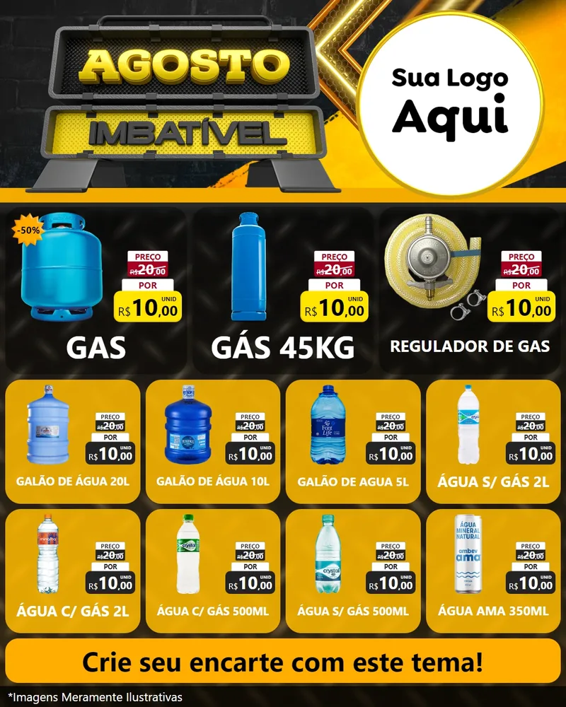 Modelo de Rede Social para Feed Instagram com o tema Agosto Imbatível para Água e gás