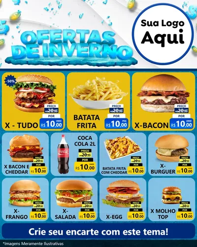 Modelo de Rede Social para Feed Instagram com o tema Ofertas de Inverno para Hamburgueria