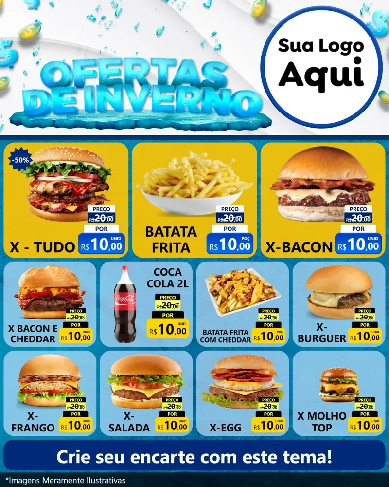 Modelo de Rede Social para Feed Instagram com o tema Ofertas de Inverno para Hamburgueria