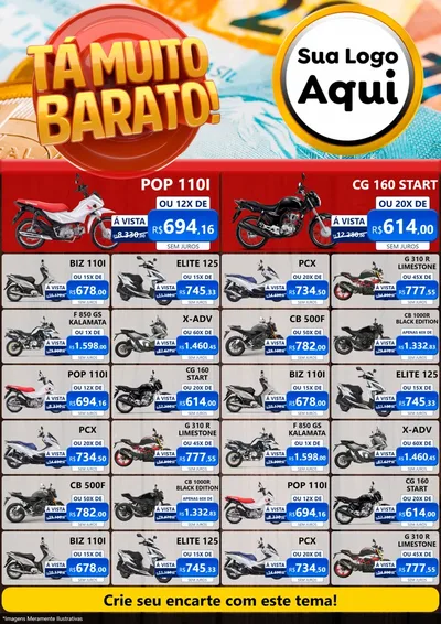 Modelo de Encarte para Encarte A4 Vertical com o tema Está Muito Barato para Concessionaria de Motos