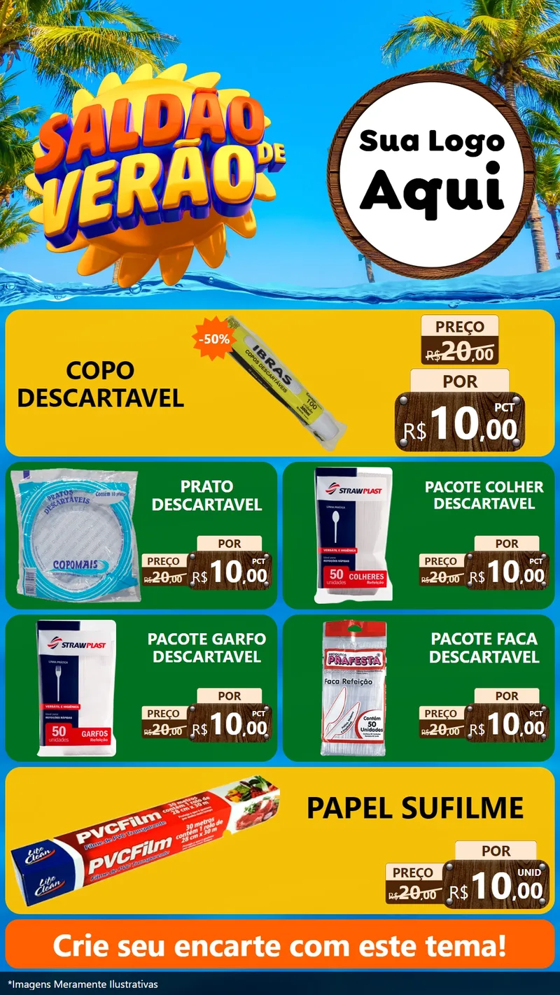 Modelo de TV para TV Vertical com o tema Saldão de Verão para Embalagens