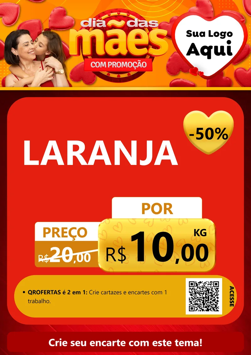 Modelo de Cartaz para Cartaz A4 Vertical com o tema Dia das Mães com Promoção para Hortifrúti