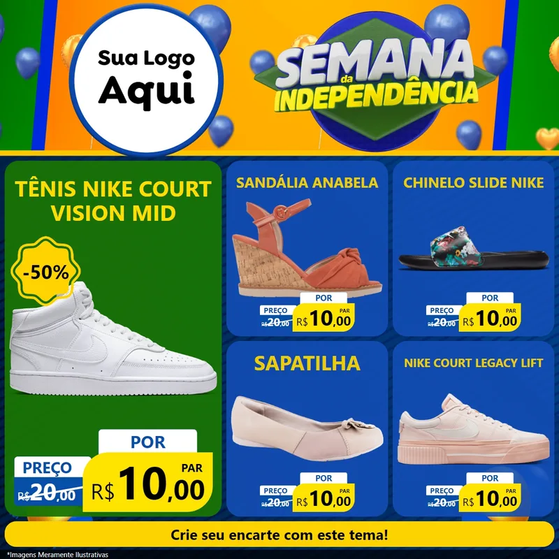 Modelo de Rede Social para Feed Facebook com o tema Semana da Independência para Calçados