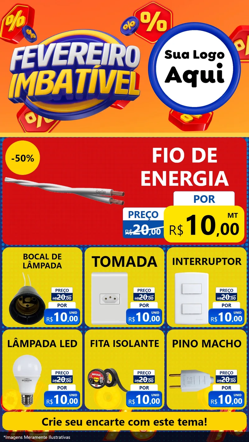 Modelo de Rede Social para Stories com o tema Fevereiro Imbatível para Materiais Elétricos