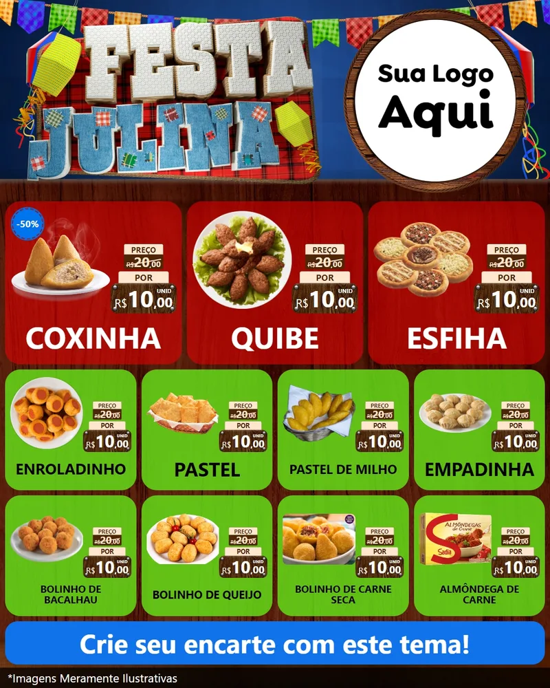 Modelo de Rede Social para Feed Instagram com o tema Festa Julina para Salgadaria