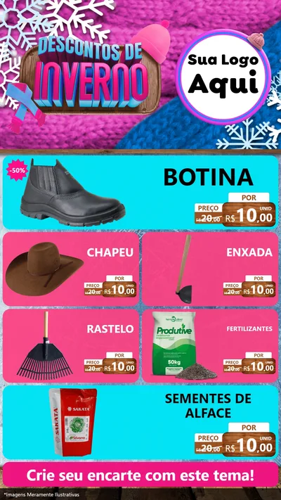 Modelo de TV para TV Vertical com o tema Descontos de Inverno para Agropecuária