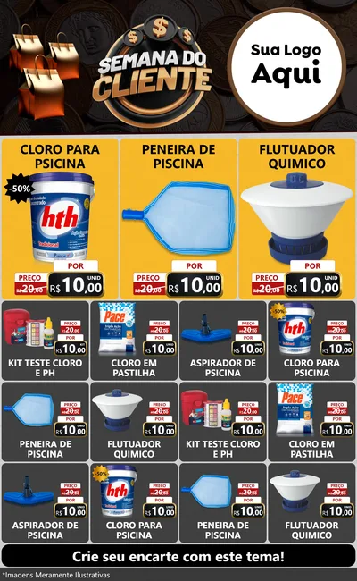 Modelo de Encarte para Encarte Grande com o tema Semana do Cliente para Produtos para Piscina