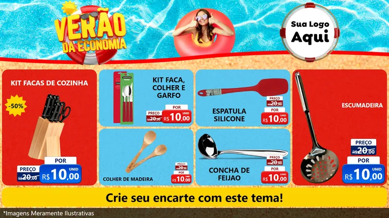 Modelo de TV para TV Horizontal com o tema Verão da Economia para Utilidades Domésticas