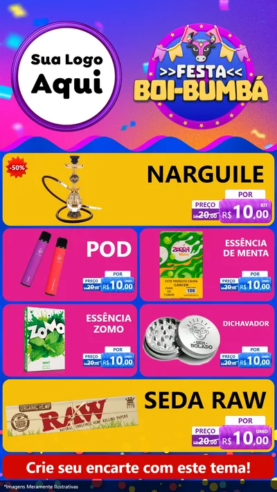 Modelo de TV para TV Vertical com o tema Festa Boi-Bumbá para Tabacaria