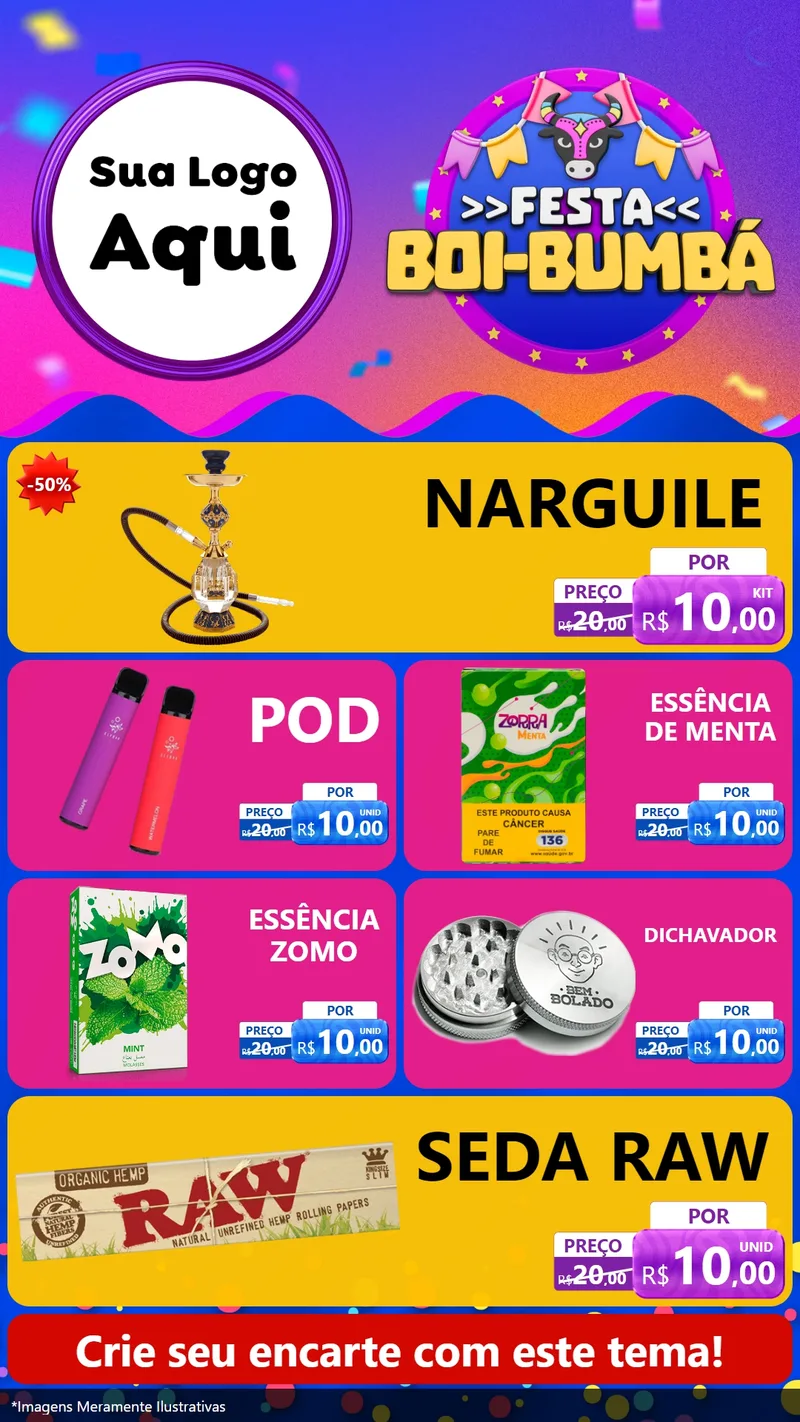 Modelo de TV para TV Vertical com o tema Festa Boi-Bumbá para Tabacaria