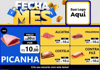 Modelo de Encarte para Encarte A4 Horizontal com o tema Fecha Mês para Açougue