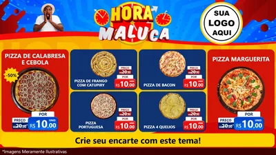 Modelo de TV para TV Horizontal com o tema Hora Maluca para Pizzaria