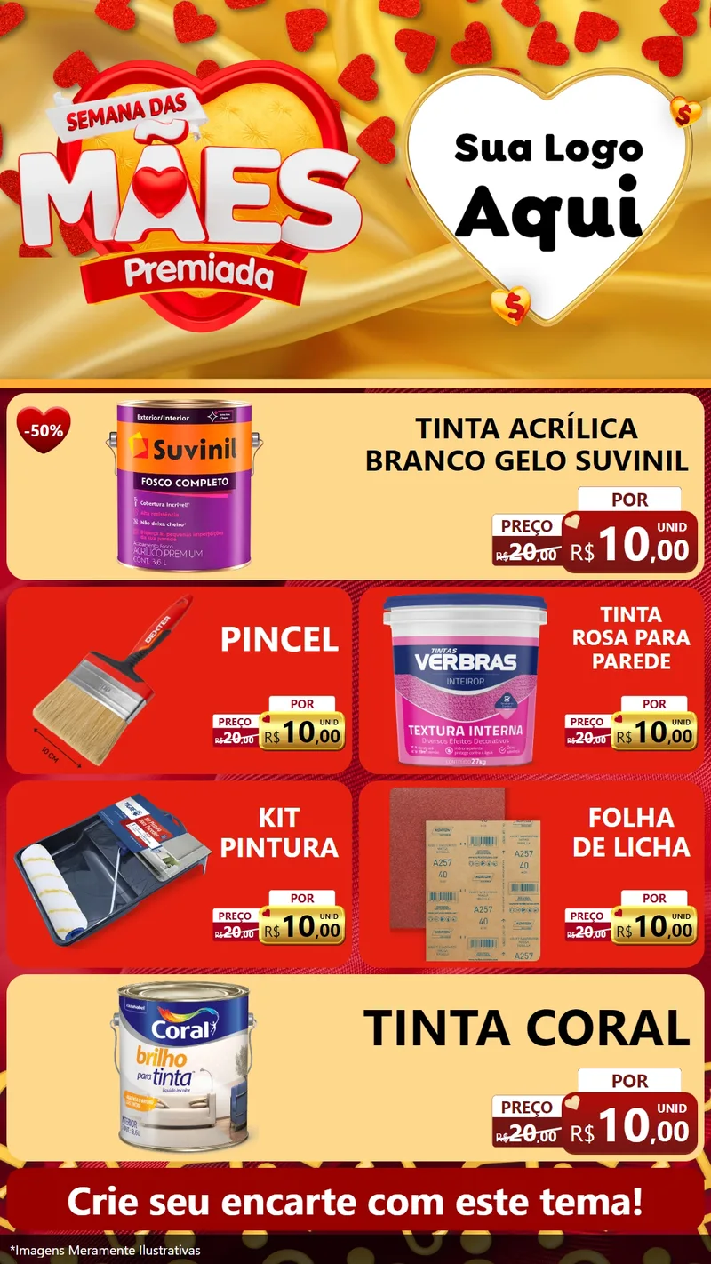 Modelo de TV para TV Vertical com o tema Semana das Mães Premiada para Tintas e Ferramentas