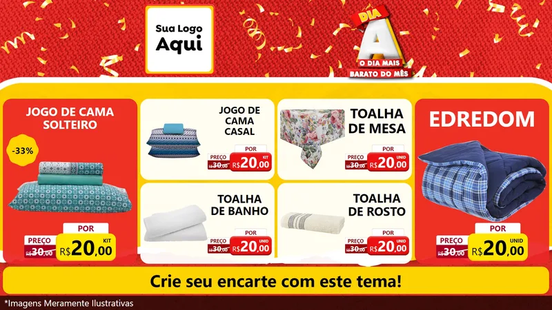 Modelo de TV para TV Horizontal com o tema Dia A o Dia Mais Barato do Mês para Cama, Mesa e Banho