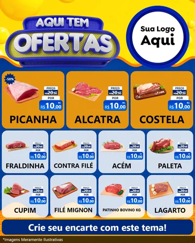Modelo de Rede Social para Feed Instagram com o tema Aqui Tem Ofertas para Açougue