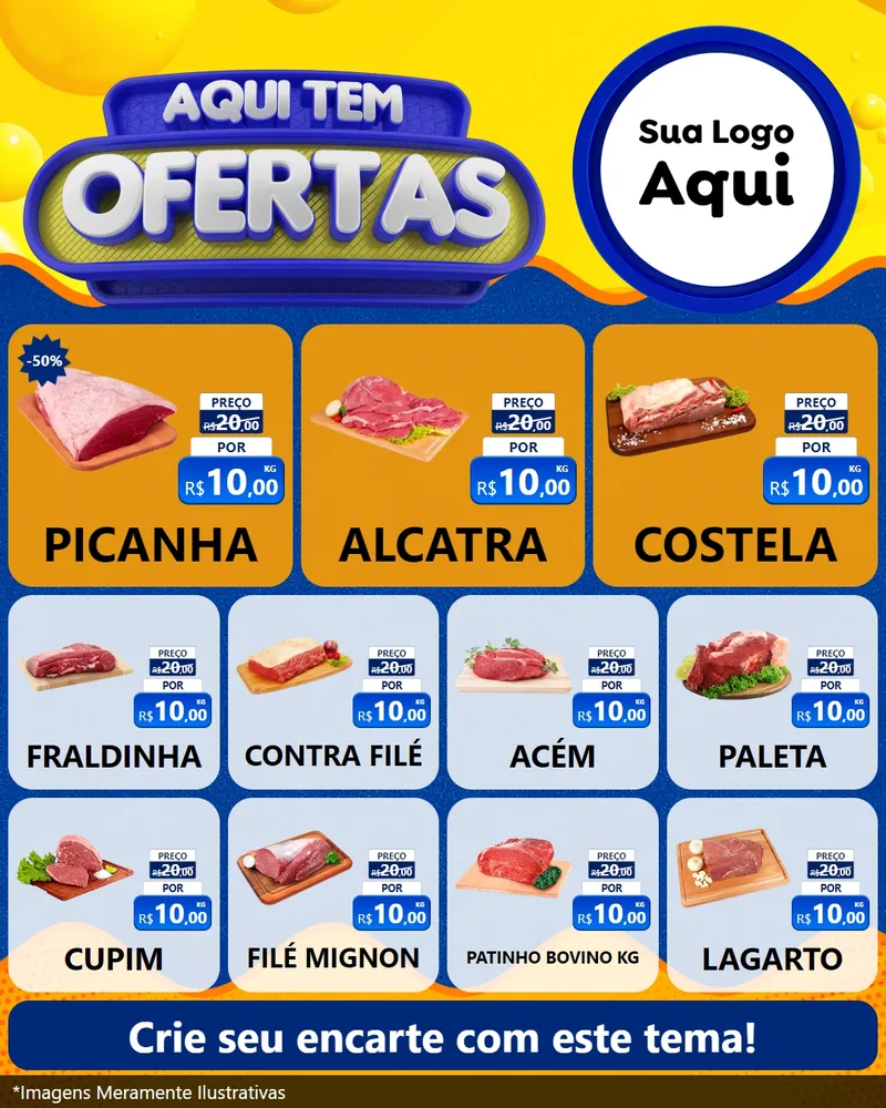 Modelo de Rede Social para Feed Instagram com o tema Aqui Tem Ofertas para Açougue