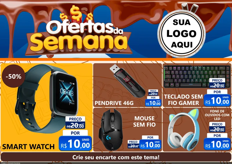 Modelo de Encarte para Encarte A4 Horizontal com o tema Ofertas da Semana - Páscoa para Informática