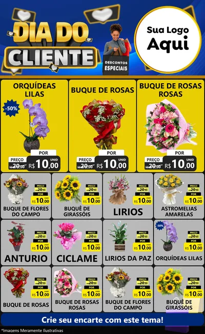 Modelo de Encarte para Encarte Grande com o tema Dia Do Cliente para Floricultura e jardim