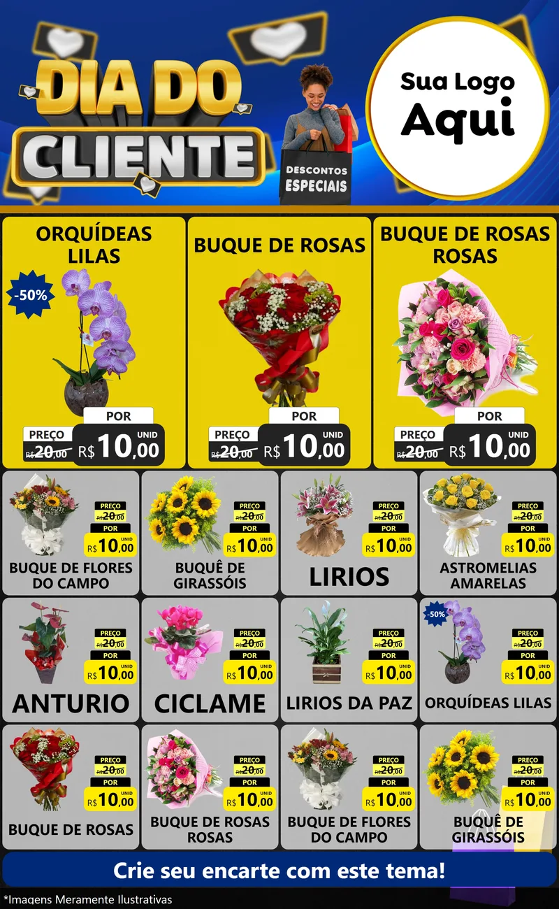 Modelo de Encarte para Encarte Grande com o tema Dia Do Cliente para Floricultura e jardim